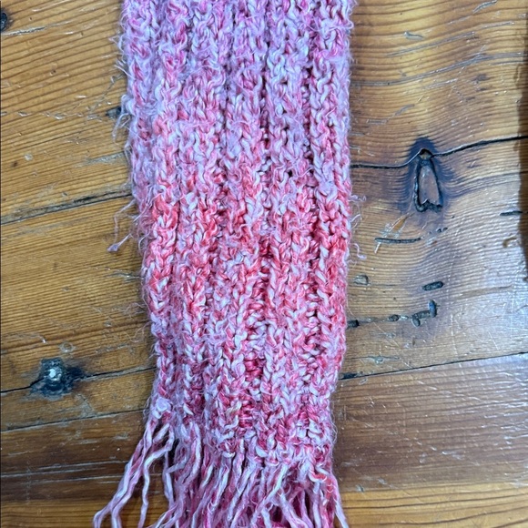 Handmade Red Pink and White Hombre Knit Long Winter Holiday Scarf - Picture 2 of 9